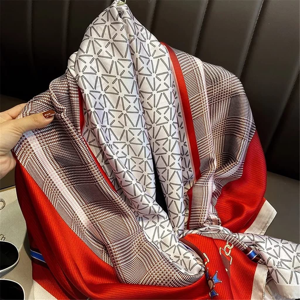 Bufanda de Seda clásica Suave para Playa, pañuelo Vintage para Mujer, Chal para Dama, pañuelo para el Cuello, Bandana (A 90 x 180 cm)