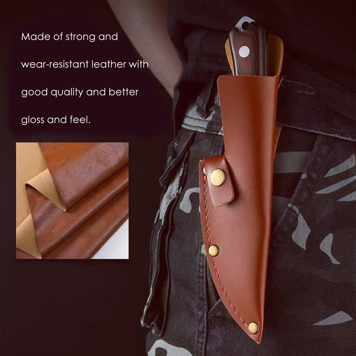 Funda Para Cuchillo De Deshuesar de 2 Piezas, Cuero PU, Portátil