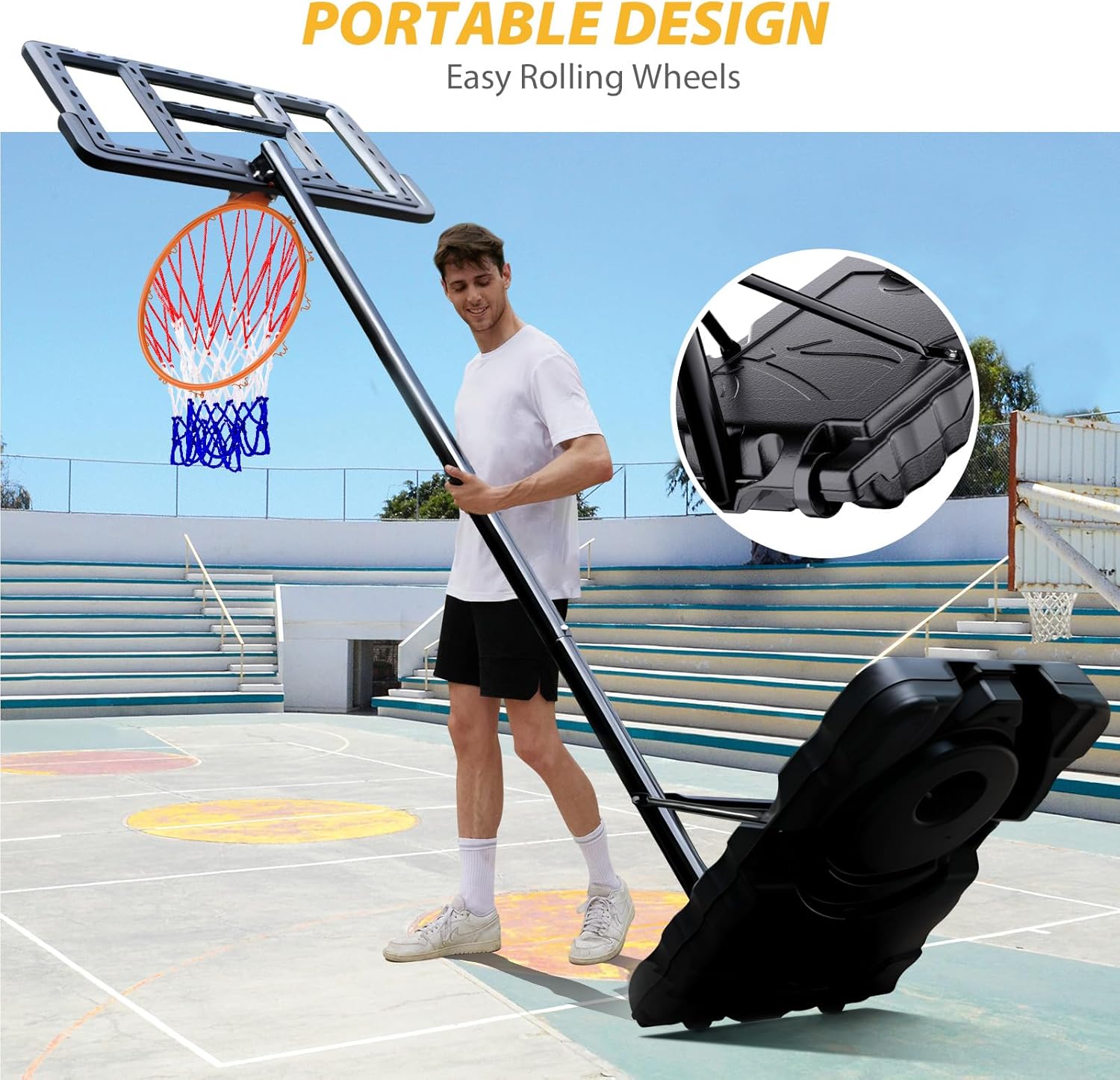 AWII Sports Basketball Hoop Outdoor 10ft Adjustable, Portable Basketball Goal with 32/40 Inch Outdoor Basketball Hoop & Goals for Kids Youth Adults Play in Backyard/Courts/Indoor
