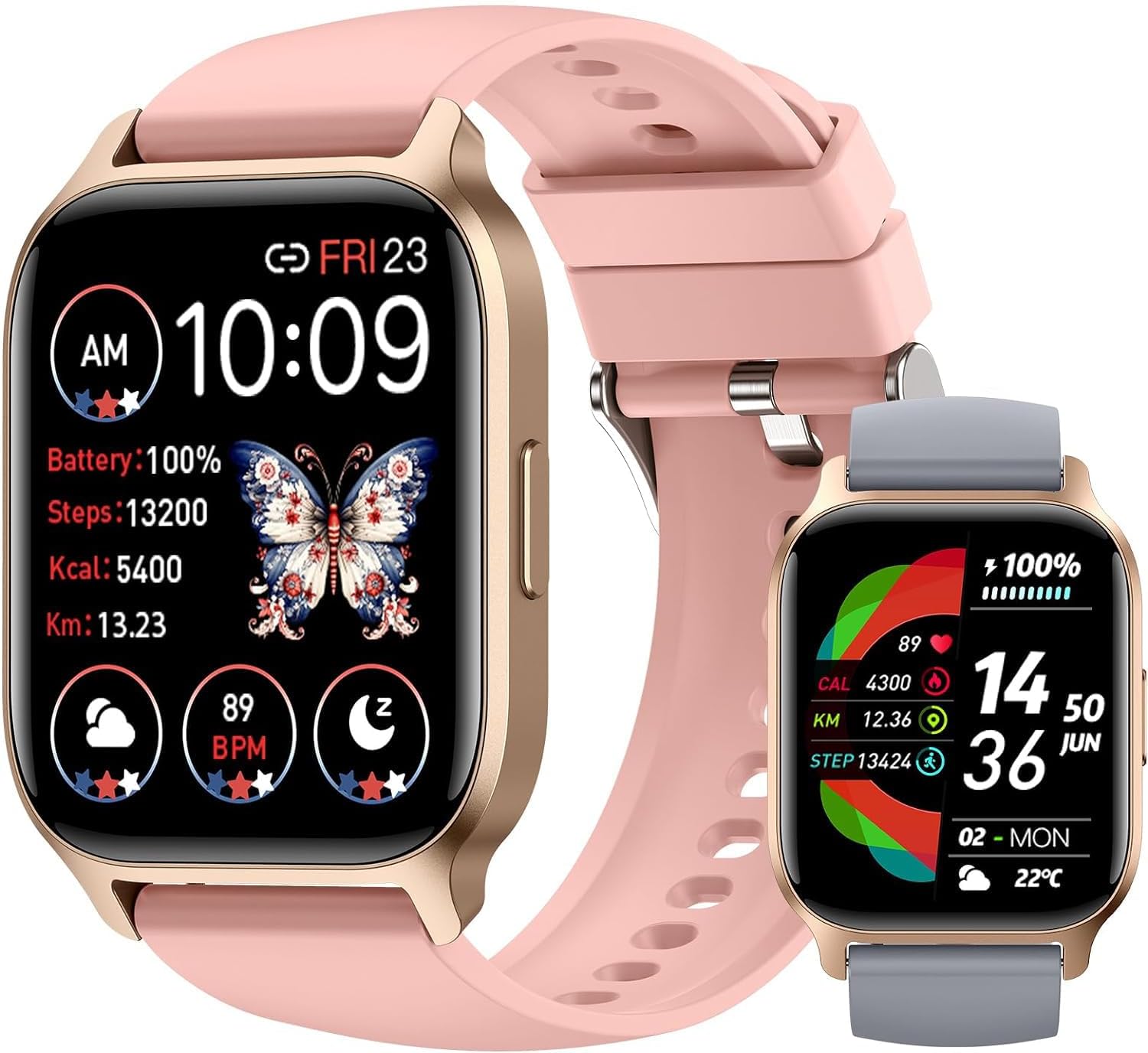 Reloj Inteligente AIWA SW-100 - Oxímetro (SpO2), Monitoreo Cardíaco, 14 Modos Deportivos IP68, Pantalla 1.69", 5 Días Batería - Incluye 2 Correas