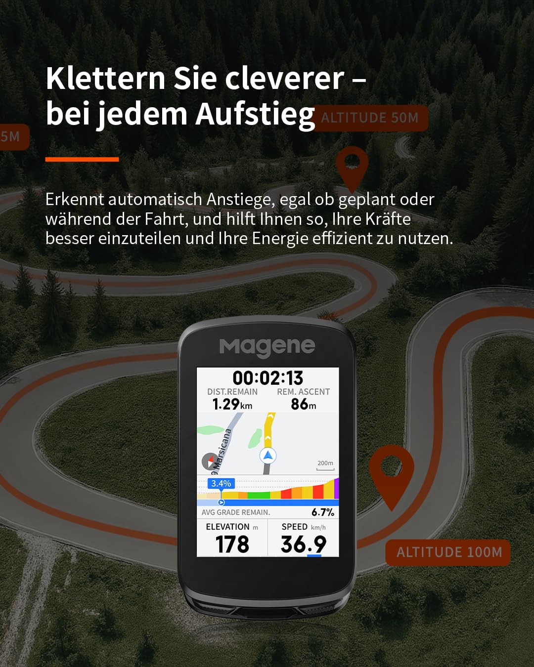 Magene C606/C606 V2 GPS-Fahrradcomputer, Multi-Scenario ClimbPro, WLAN- & Bluetooth-Datenübertragung, Routenplanung, Anpassbare Datenanzeige, Indoor-Training