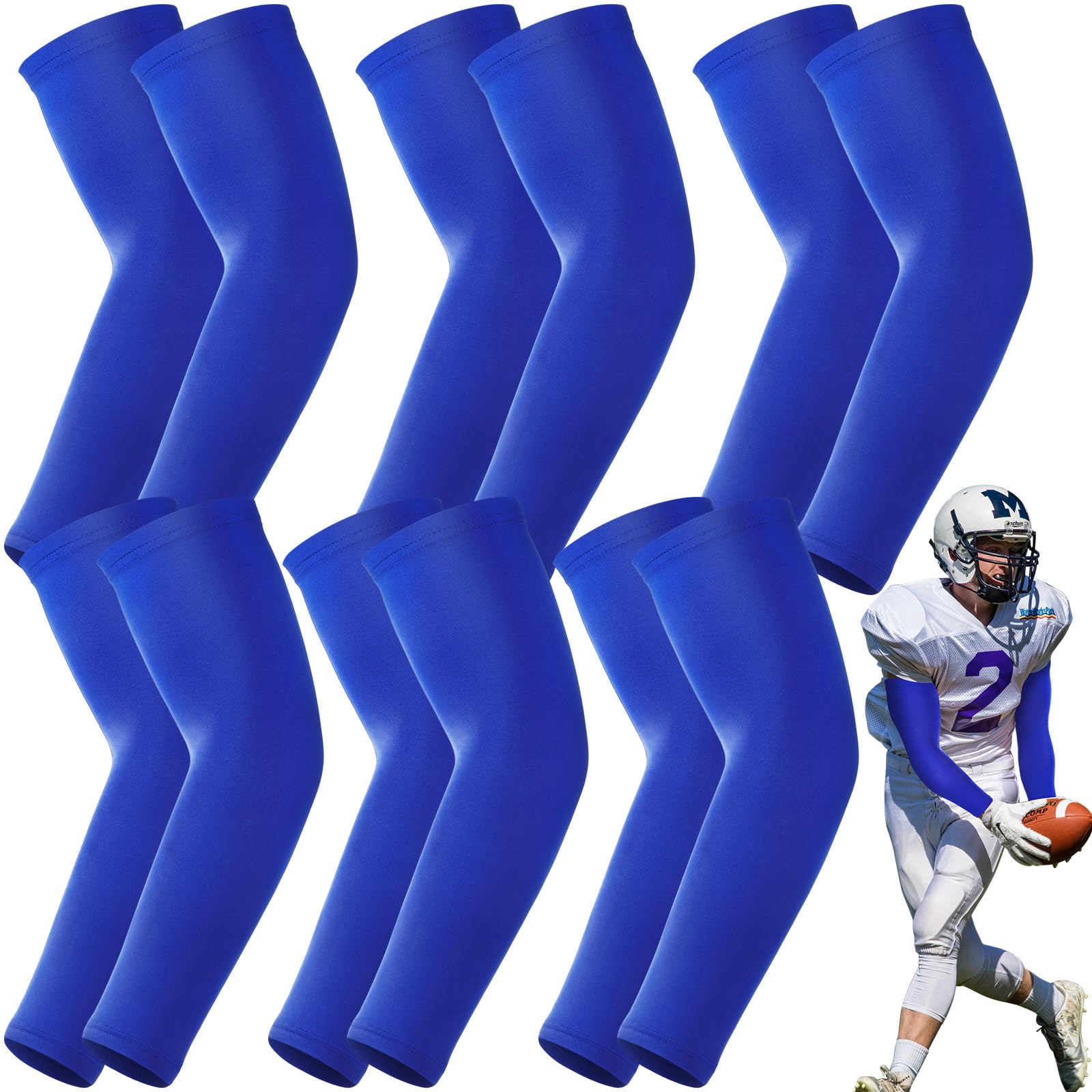 Geyoga 12 paia di maniche a compressione per braccia, per giovani, calcio, baseball, pallavolo, pallacanestro, atletica, protezione del braccio
