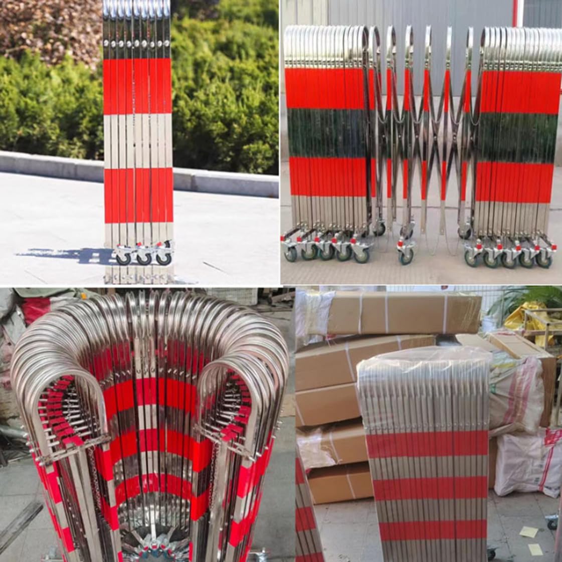 Barrière de Circulation Pliable à roulettes - Portail de sécurité Extensible pour la sécurité des Routes extérieures et des garages