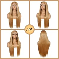 Sapphirewigs Hosszú Egyenes Paróka - Sárgásbarna, 66 cm, Hőálló Szintetikus Haj, 13x6 Csipke Előrész, 150% Dússág, Partikra és Hétköznapi Vi 4