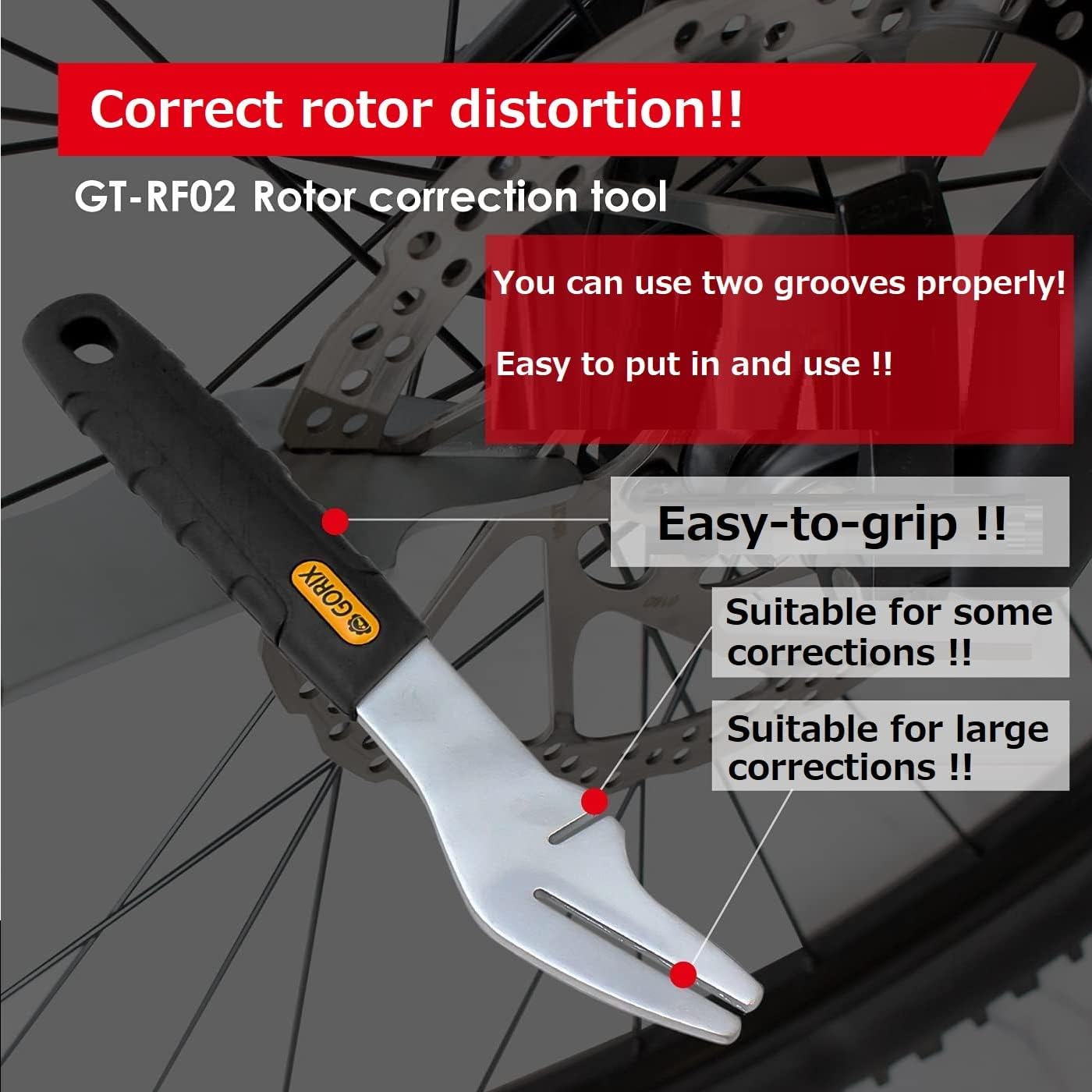 GORIX Bike Bicycle Disc Brake Rotor Truing Alignment Tool Wrench for Road Bike MTB (GT-RF02(Global Edition))