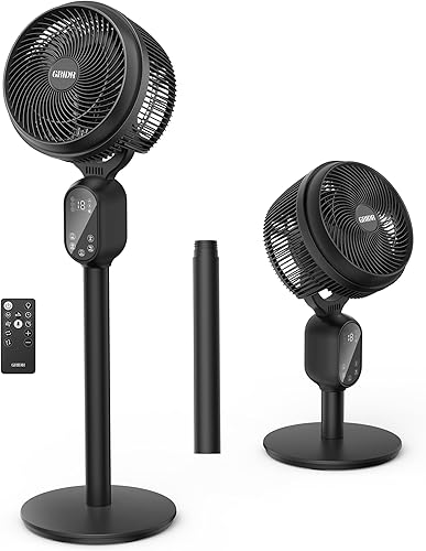 Ventilador para dormitorio, ventiladores de pedestal oscilación inteligente de 90 + 90, ventiladores de pie para el hogar, 12 velocidades, 4 modos,