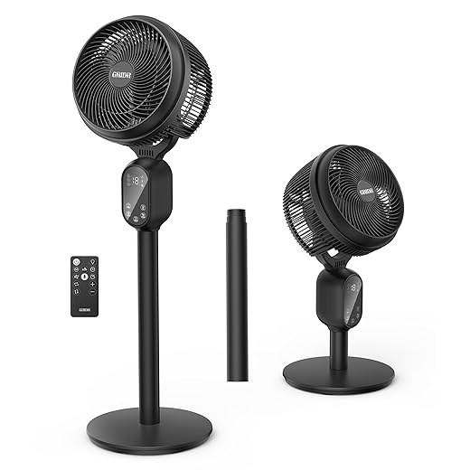 Fan For Bedroom, Pedestal Fans 90°+90° Smart Oscillating, Standing Fans for Home 12 Speeds, 4 modes, 12H Timer, Quiet Floor Fan with DC Motor 20dB, 90ft for Room, 22-35'' Adjustable Height