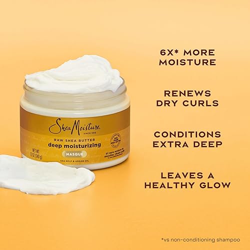 Miniatura 4 de SheaMoisture Crema de karité cruda profunda hidratante para cabello rizado, manteca de karité cruda, acondicionador profundo para hidratar y renovar