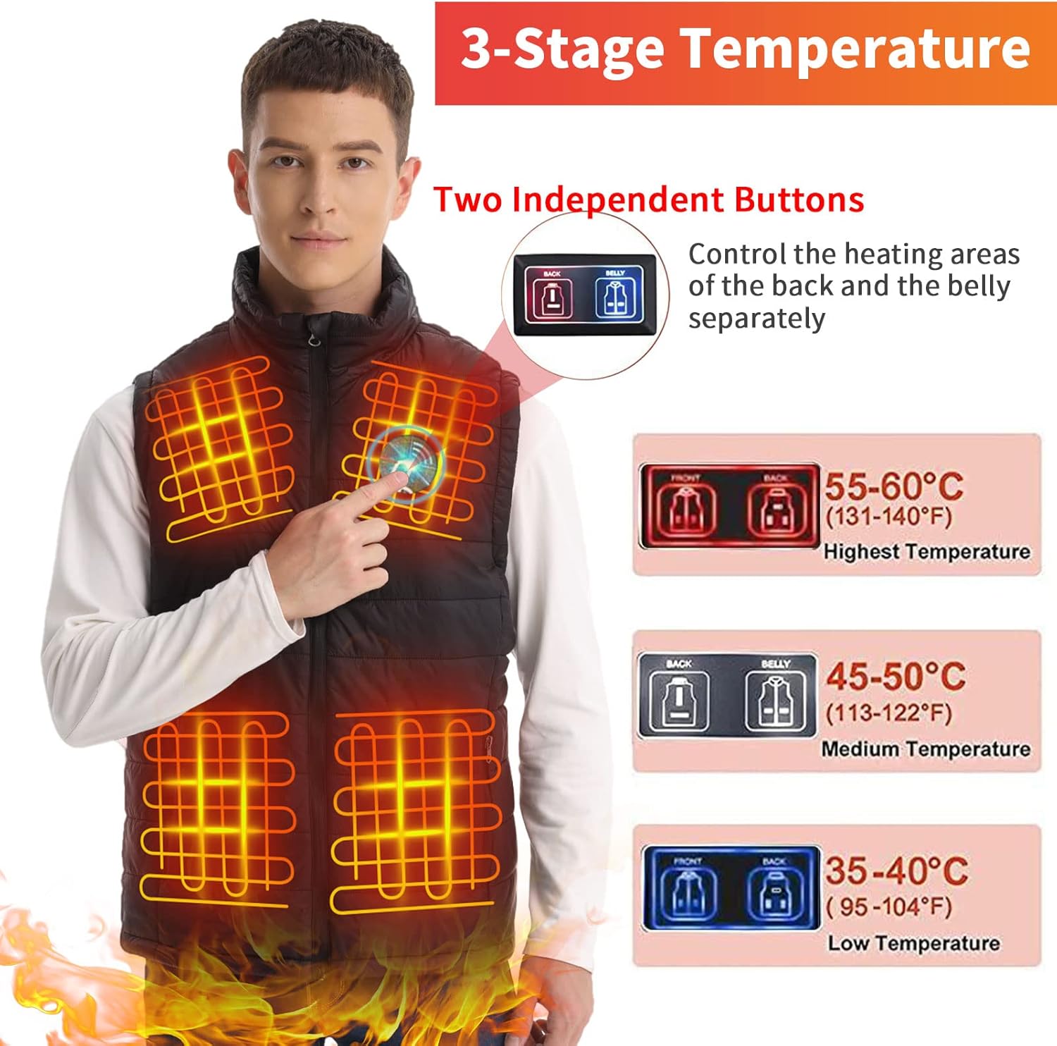 Heated Vest for Men with Battery Pack, 13 Heating Zones Electric Lightweight Heated Jacket, Winter Heating Vest Hunting - Image 2