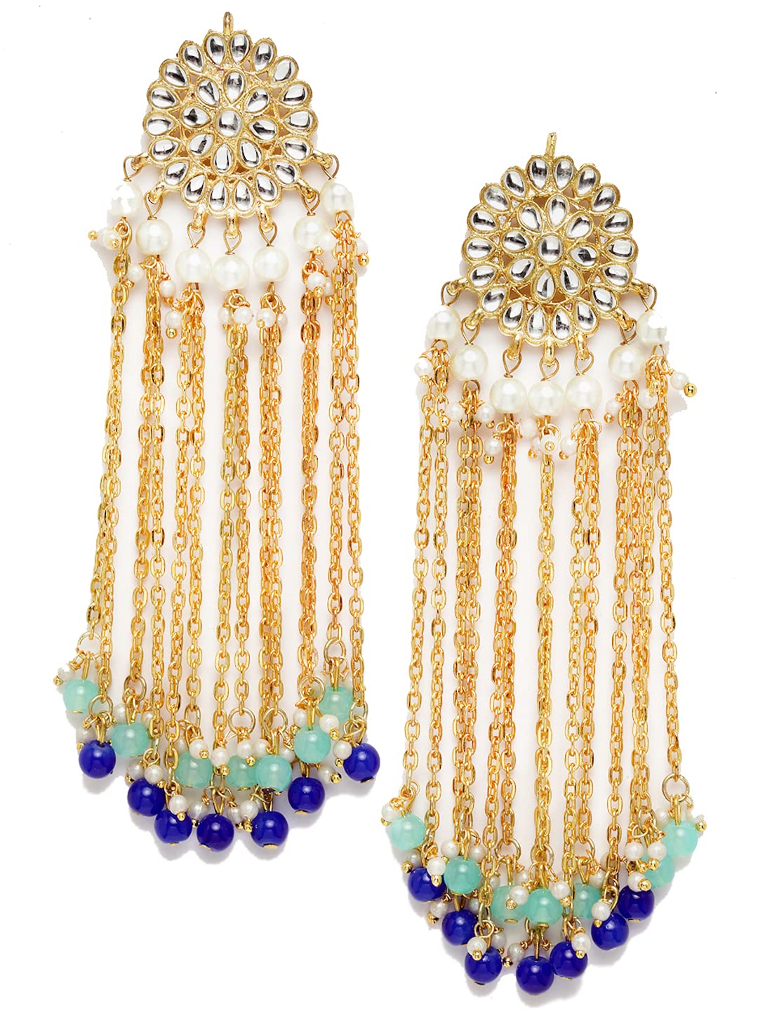 Karatcart Kundan Tassel Earrings with Blue Beads for Women (B09C2CZ86D) Amazon Price History, Amazon Price Tracker