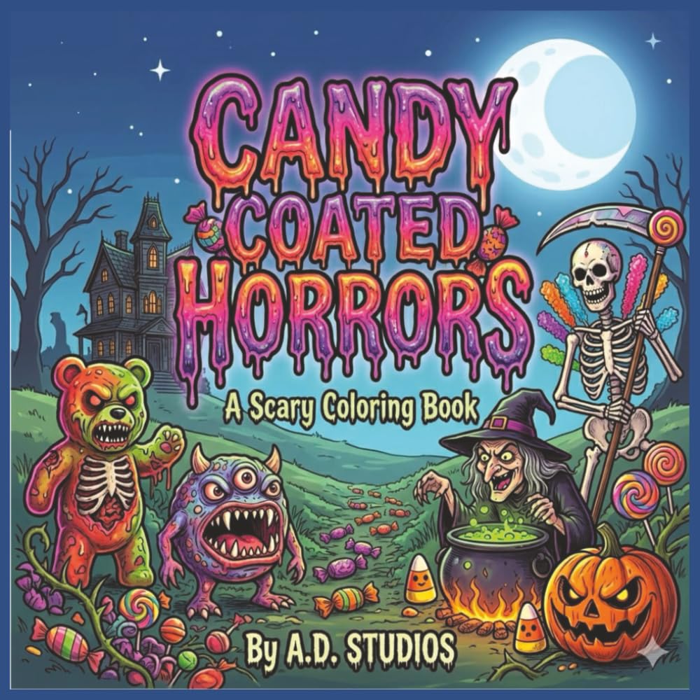 Candy Coated Horrors Coloring Book: Cute & Creepy Gothic Coloring Pages for Teens and Adults | Spooky Sweet Characters, Dark Fantasy, and Halloween Aesthetic Designs