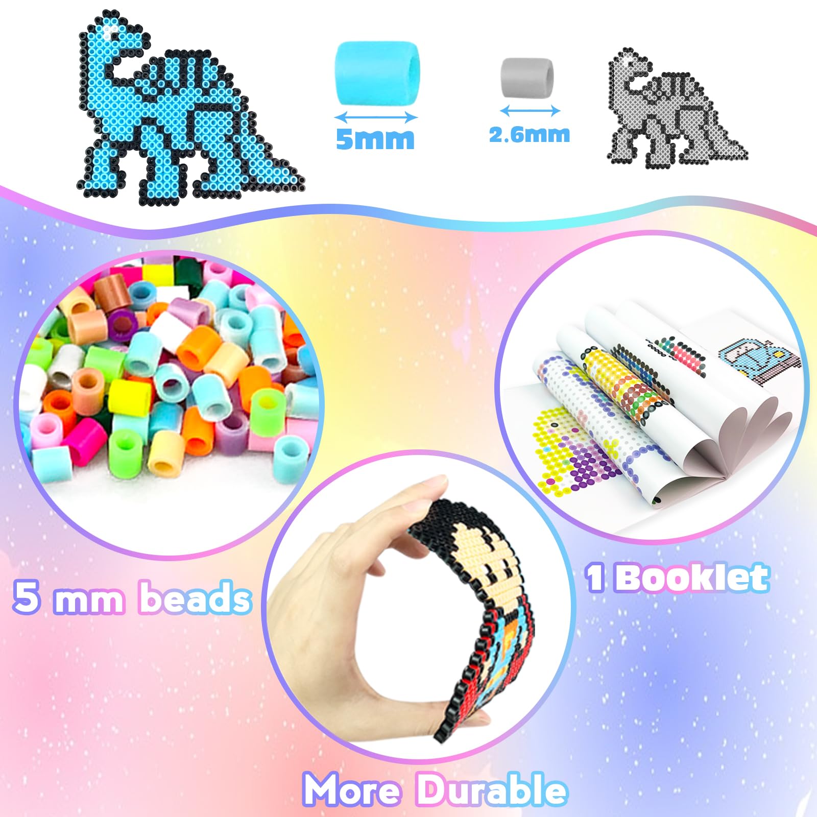 Cuentas Para Planchar, 11000 Piezas 5MM Abalorios Fusibles de 20 Colores Set con Caja de Almacenamiento, Guía del Usuario, Diseño DIY de Joyas.Kit Manualidades Niños, Regalo Navidad y Cumpleaños