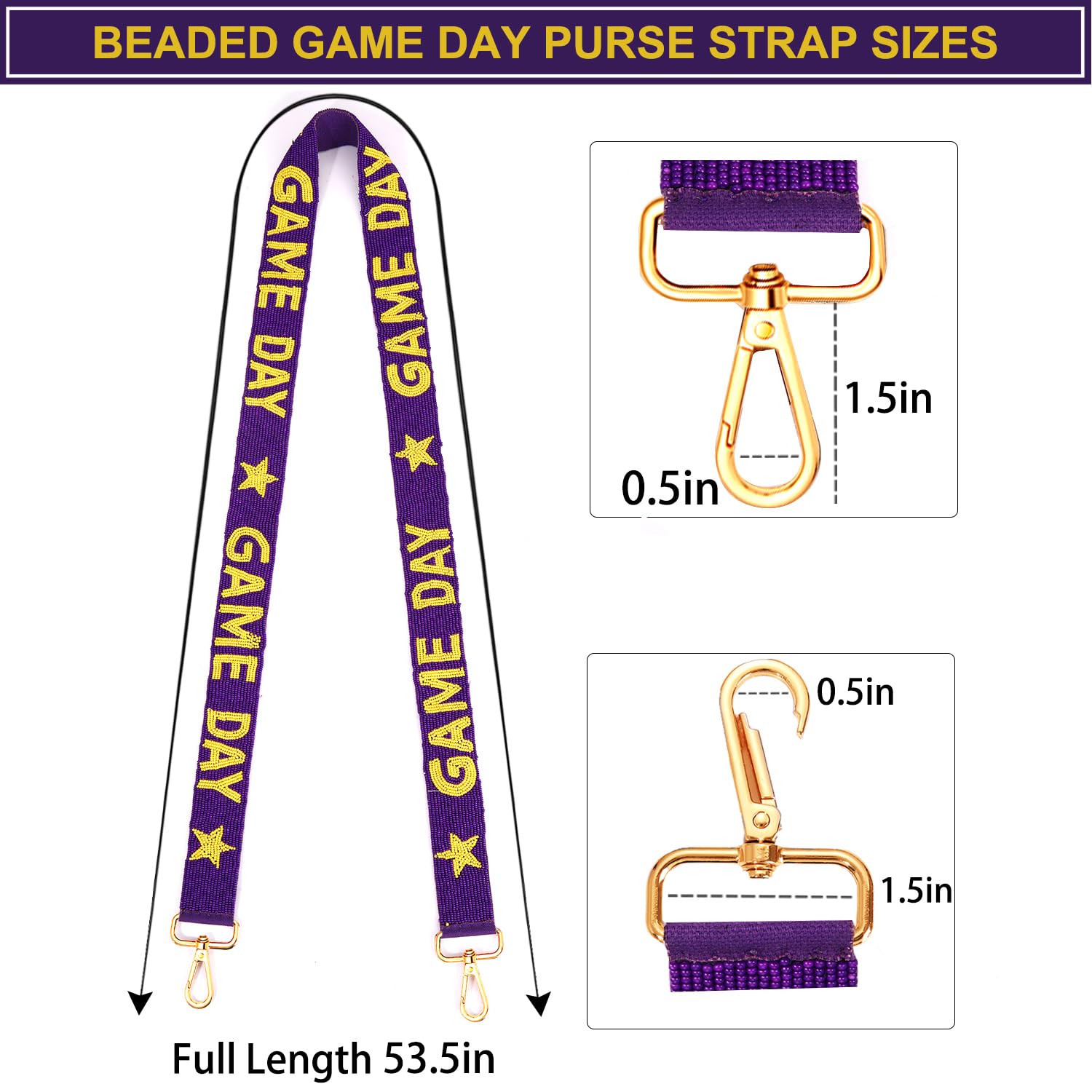 Lightning Bolt Beaded Purse Strap - 49" Long Replacement Strap For Clear Bags & Handbags - View #4