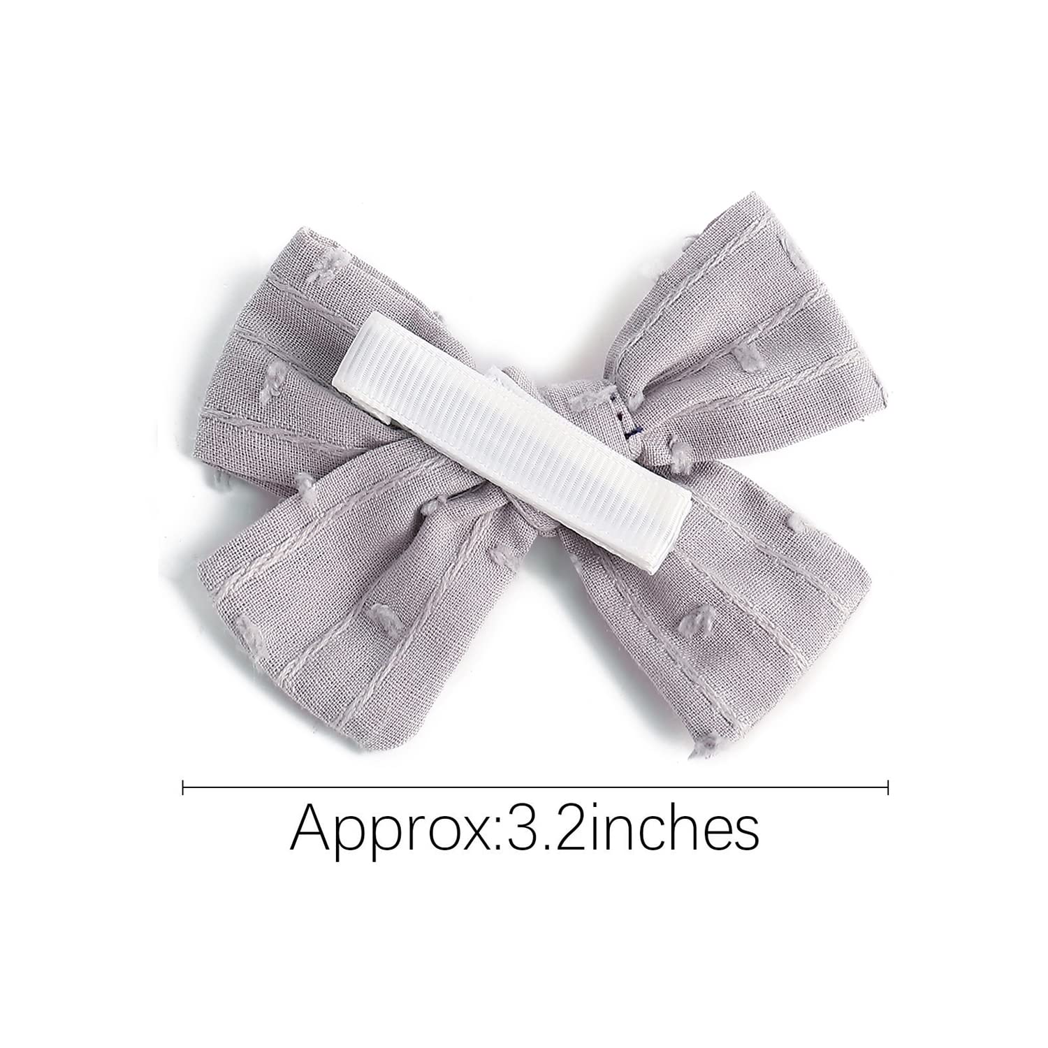 Lazos para el pelo de lino gris de 3.2 pulgadas para niñas, accesorios para el cabello para niñas pequeñas, niños y adolescentes