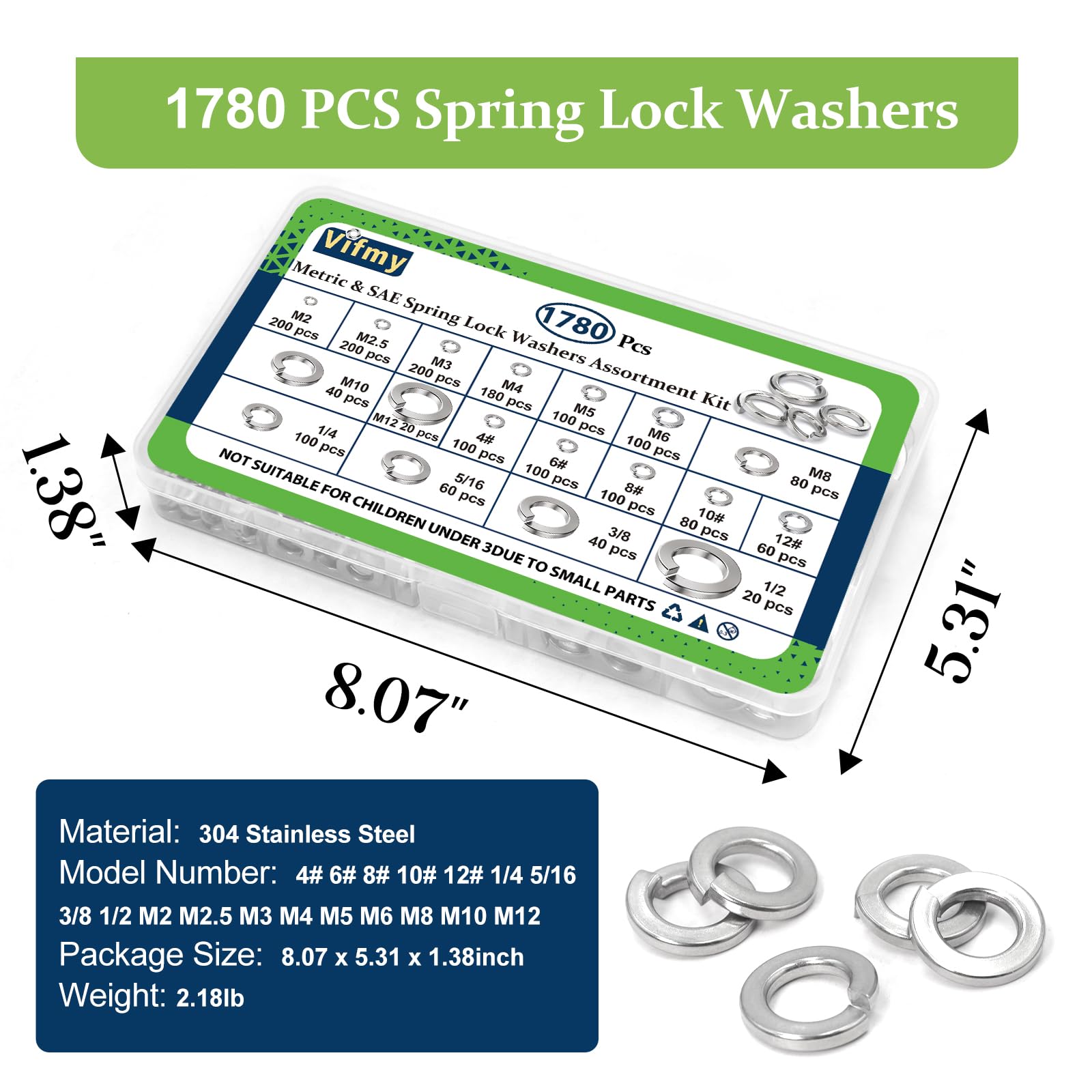 Stainless Steel Spring Lock Washers - 1780 Pcs -6