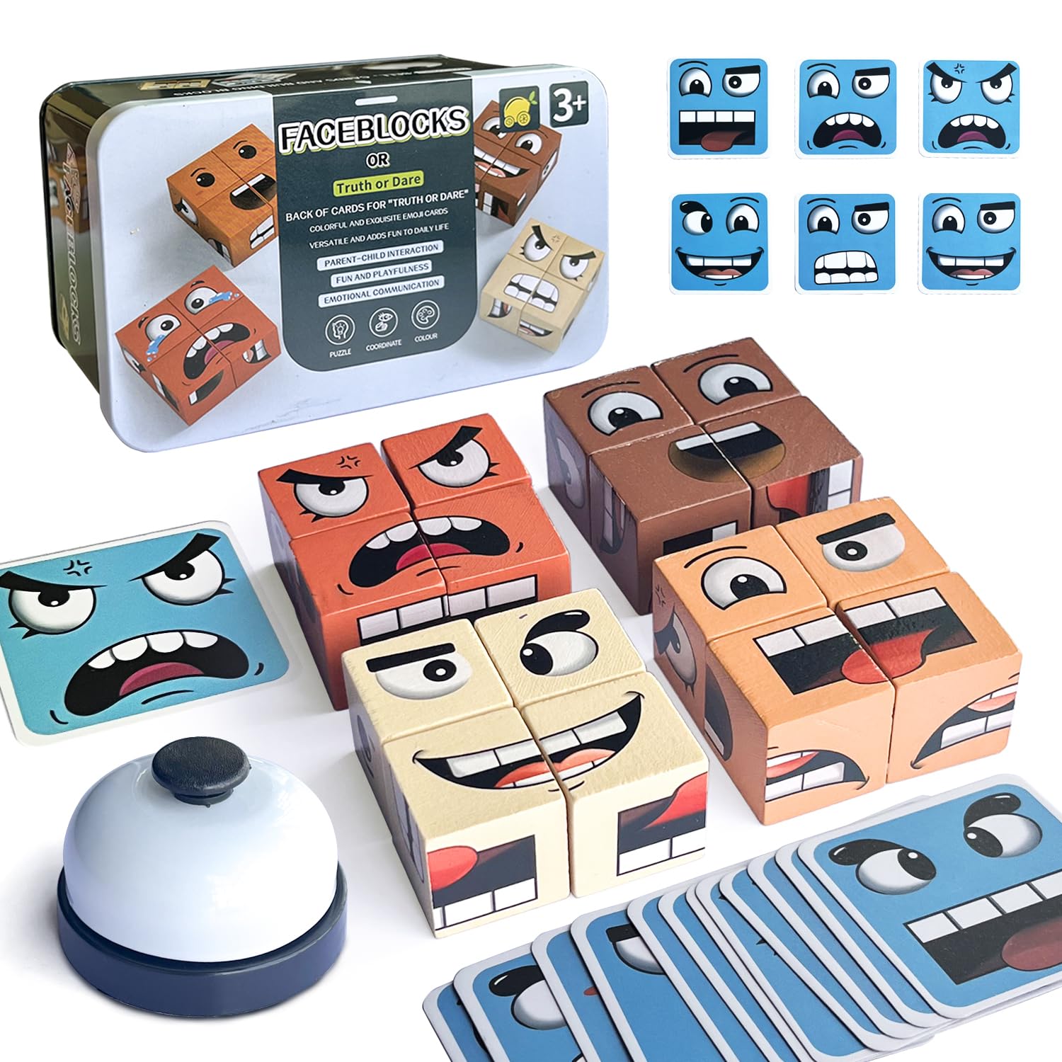 Houten kubus puzzel, sensorisch speelgoed, kleurrijke toverkubus, bouwsteen, pedagogisch voor kinderen vanaf 3 jaar, interactie-speelgoed, hout, matching spel