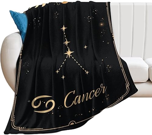 Miniatura 1 de wvihgku Manta de franela con constelaciones de cáncer, cálida y suave, 12 horóscopos, astrología, manta con tema de constelación, decoración del