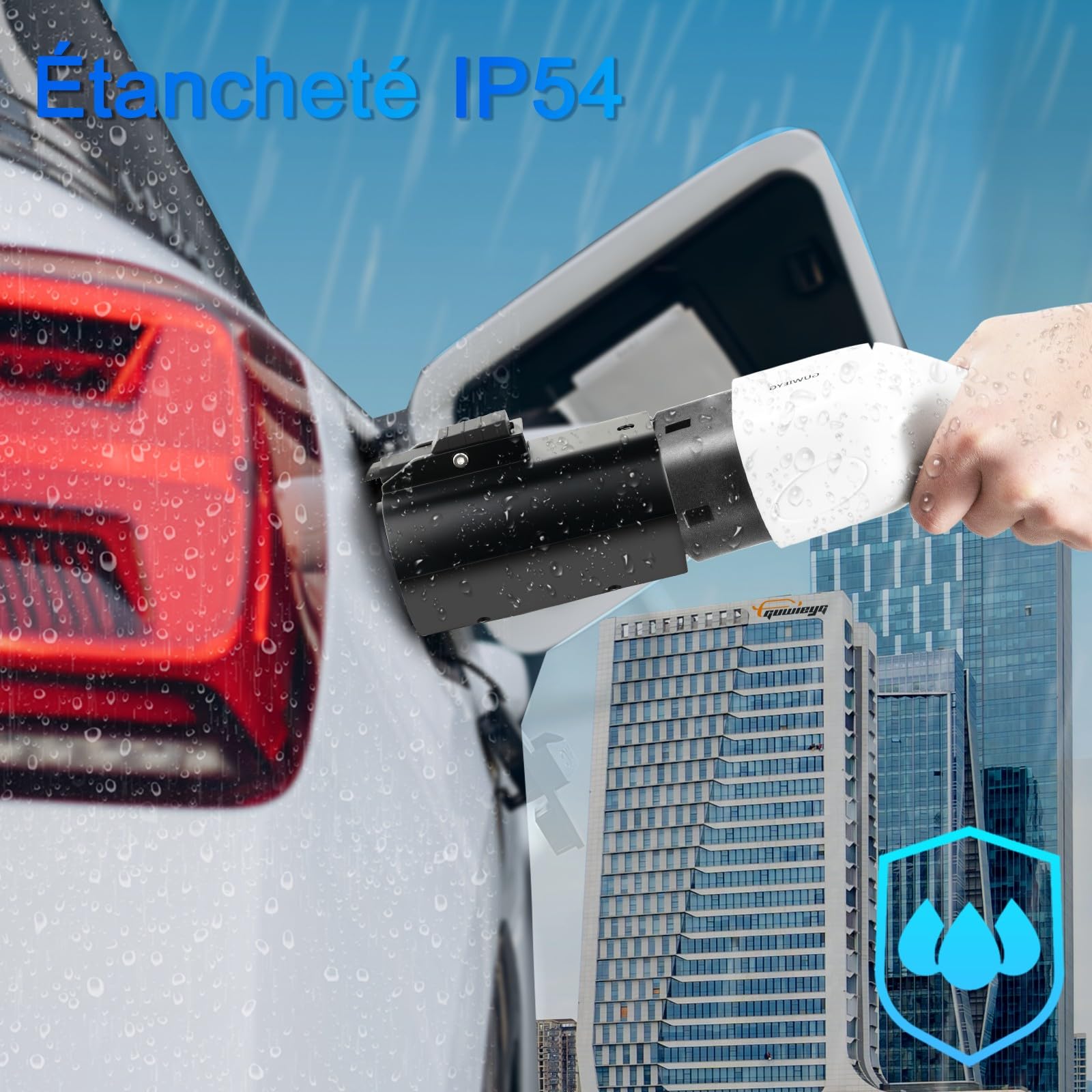 Adaptateur Type 2 vers Type 1 pour véhicules électriques, 32A CA | Adaptateur pour véhicules électriques IEC 62196 vers J1772 avec Clip Anti-Chute, Connecteur de charge rapide, étanche IP54
