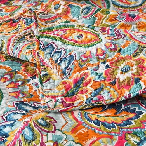 Miniatura 9 de VISIMISI Juego de colcha de algodón juego de colcha reversible hermoso edredón de cachemira floral rojo tamaño Queen