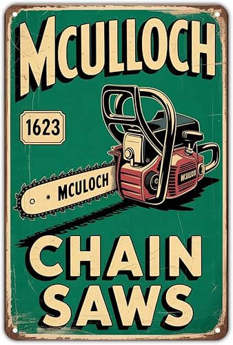 Chain Saws tin sign Vintage Chainsaw Metal Sign Print Aesthetic for Garden Yard Bar Porch Home Bedroom Kitchen Wall Decor Decor Gift 8 x 12 inch