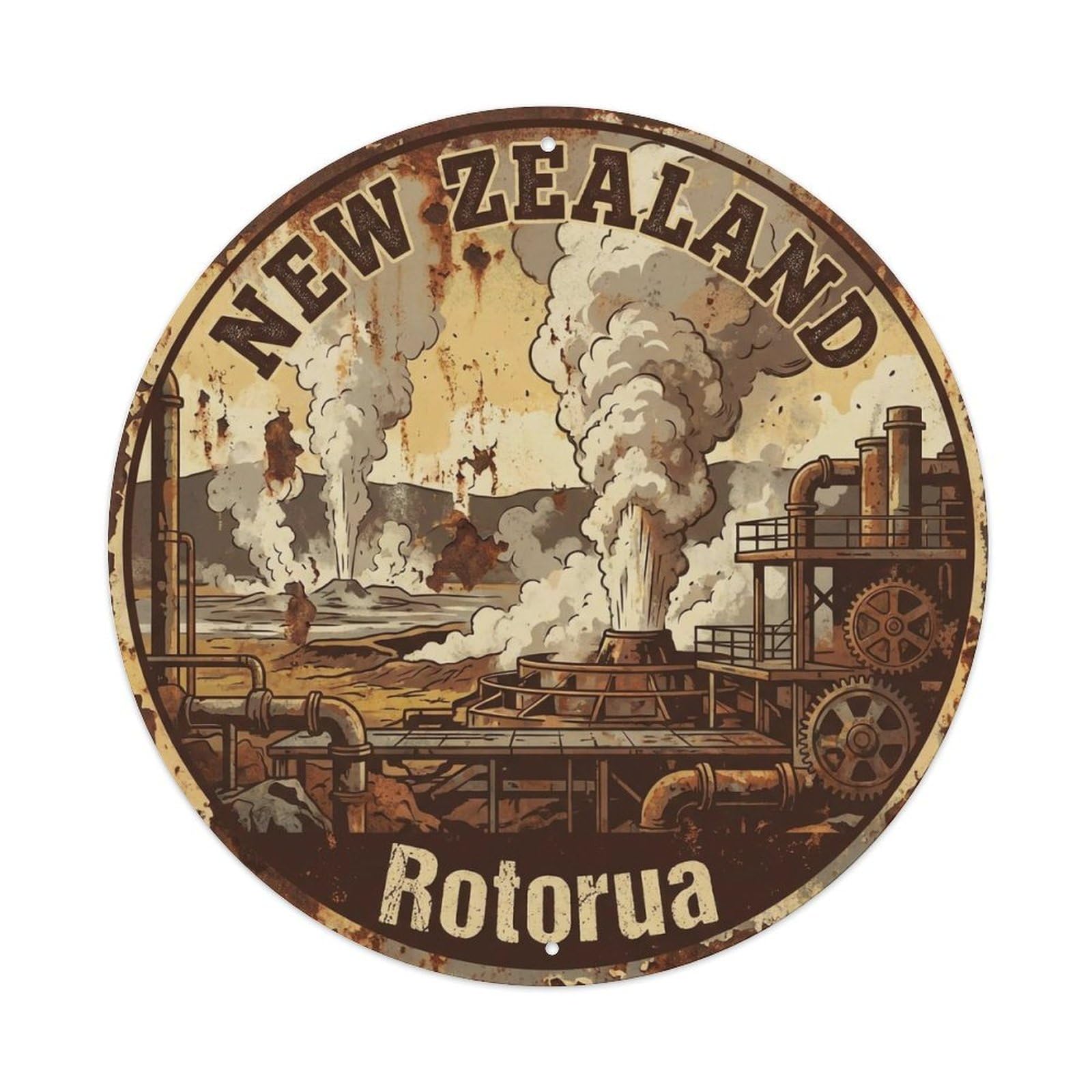Vintage Travel New Zealand River Vintage Metal Tin Sign Plaque Wall Decor for Cafe, Club Bar, Office, Garden Metal Poster 8x8Inch