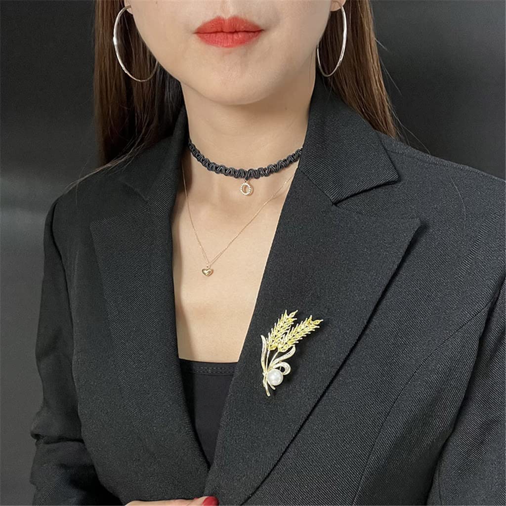 Spilla con Perle di Temperamento, Corsage di Grano, Accessori per Giacche da Abito, Spilla con Zirconi, Decorazione da Donna,