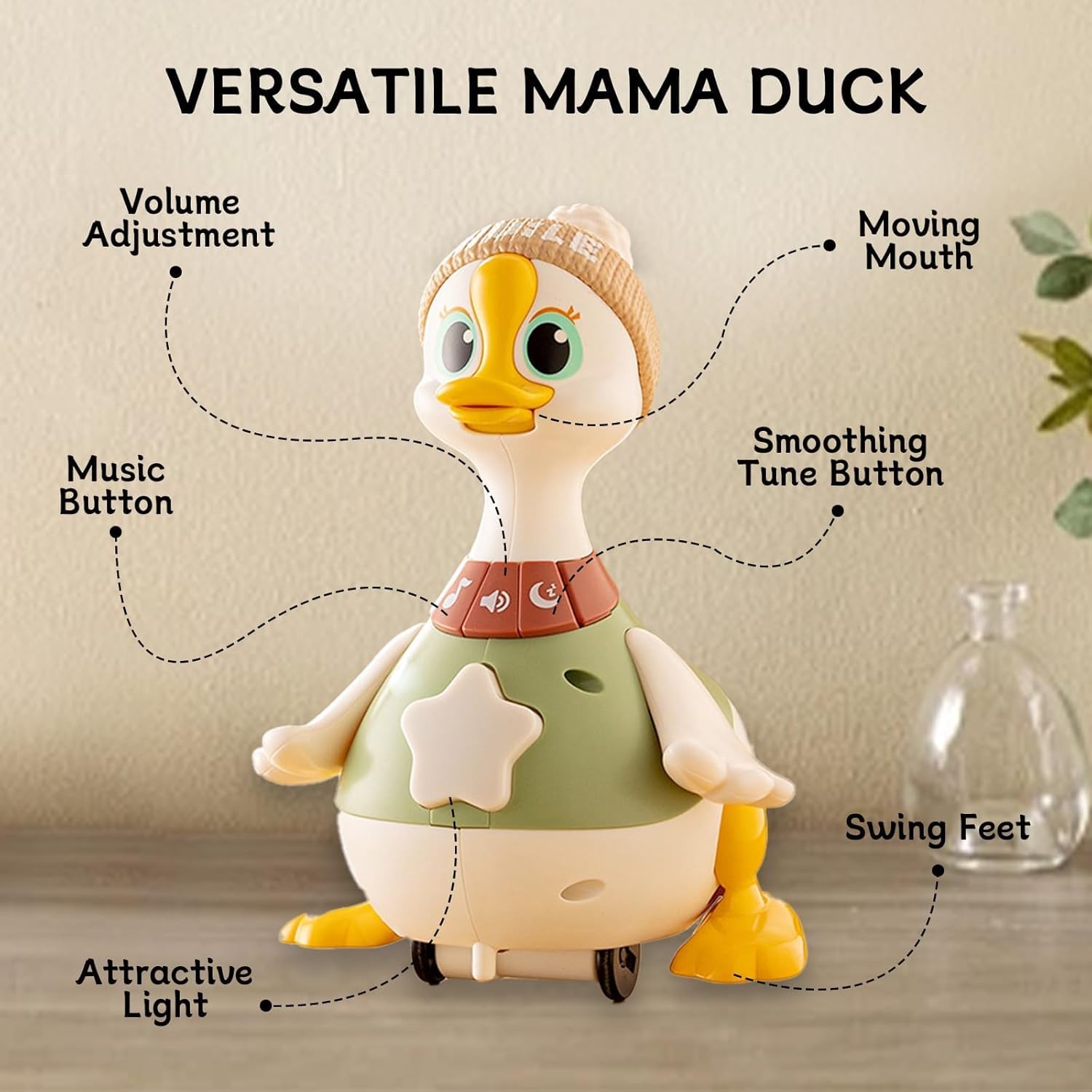 Tummy Time Duck Family Toy Walking with Baby Crawling Ducks, Swinging Crawling Walking Duck for 6-12 Months Toddlers Boy Girl, Christmas Stocking Stuffers