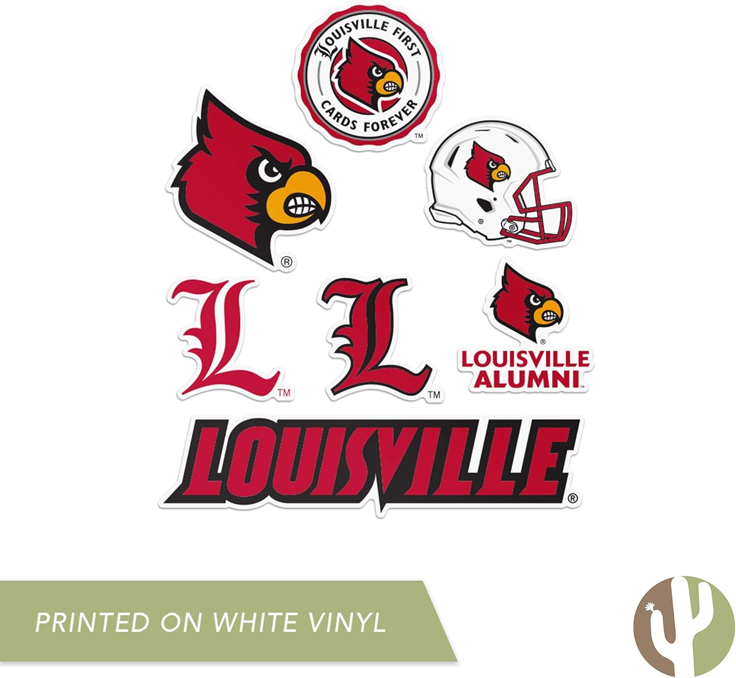 Desert Cactus University of Louisville Sticker U of L Cards Cardinals Vinyl Decals Laptop Water Bottle Car Scrapbook Sheet T2 (Type 2) - Image 6