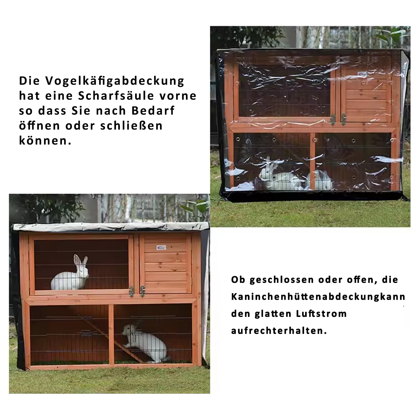 Syfunlv Cubierta para conejera, Cubierta Impermeable para Jaula de Conejo, Cubierta Antipolvo para Jaula de Conejo, Cubierta Doble para Gatos, hámsteres, Gatitos, Mascotas, Negro
