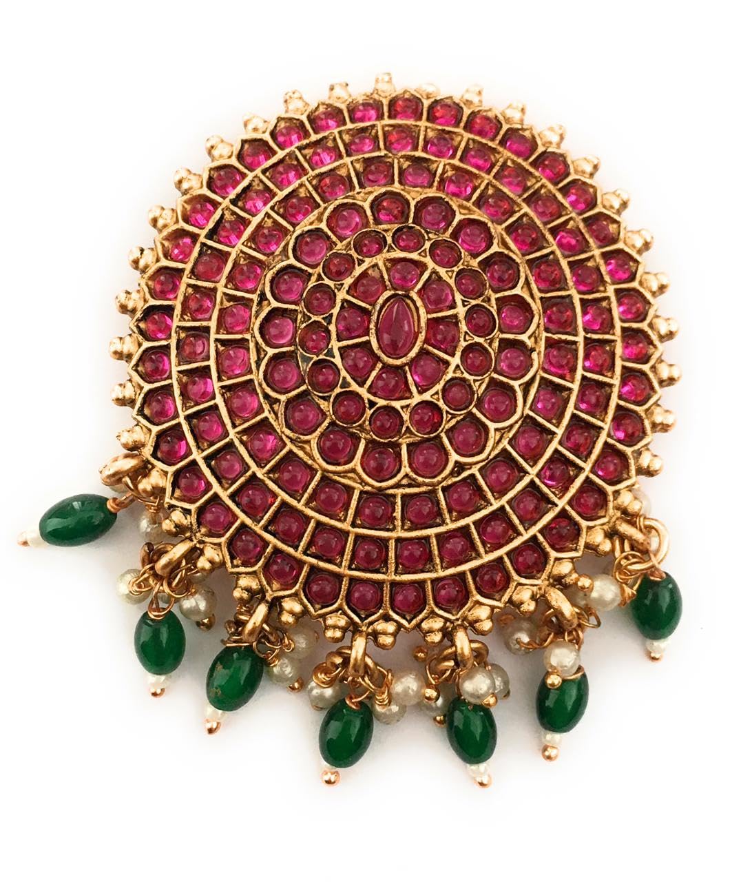 generic gold color finish jada billa for women and girls(pack of 1) with ruby red color stones wedding party fancy hair clips bun pins juda clips center clips for children-picture-32