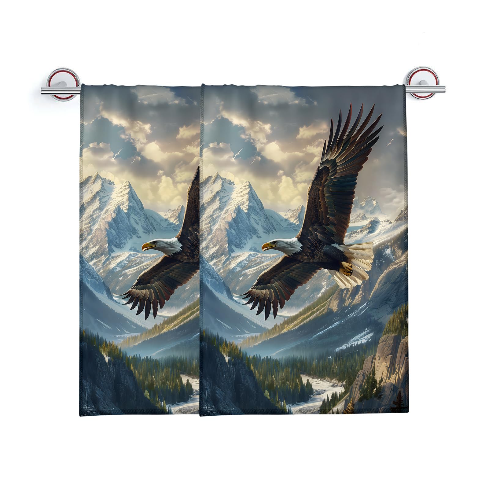 Turamurra Hand Towels Set of 2 Bald Eagle Themed Towels for Bathroom Decorative, Bath Towels, Soft Absorbent Towels for Farmhouse Home Decor Gifts for