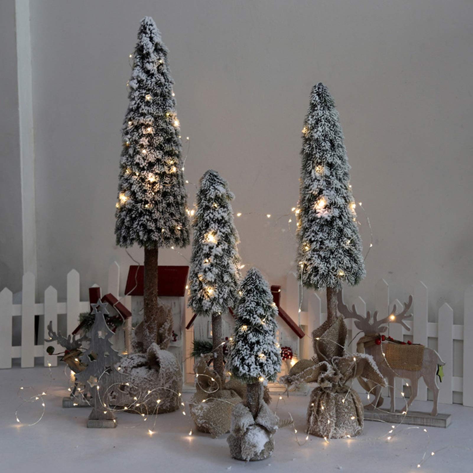 Weihnachtsbäume RENRUIRUI Simulation Beflockung Zeder Baum Home Office Esstisch Schreibtisch kleine Urlaub Dekoration (Size : 60cm)