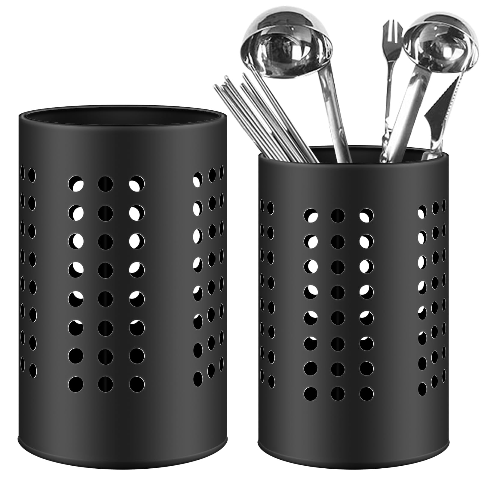 2 Portautensili Da Cucina In Acciaio Inox - Cestini Rotondi Organizzatori Per Cassetti E Piano Lavoro - Foto 8