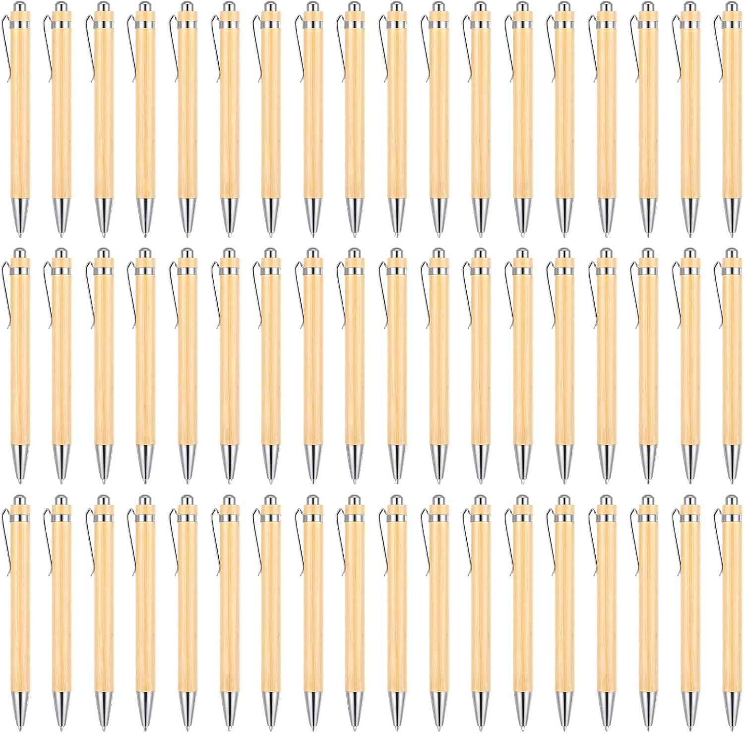 100 Pcs Bamboo Pens Bulk, Wooden Retractable Ballpoint Pens with Engraving for Customizable Gifts, Office Supplies and Writing