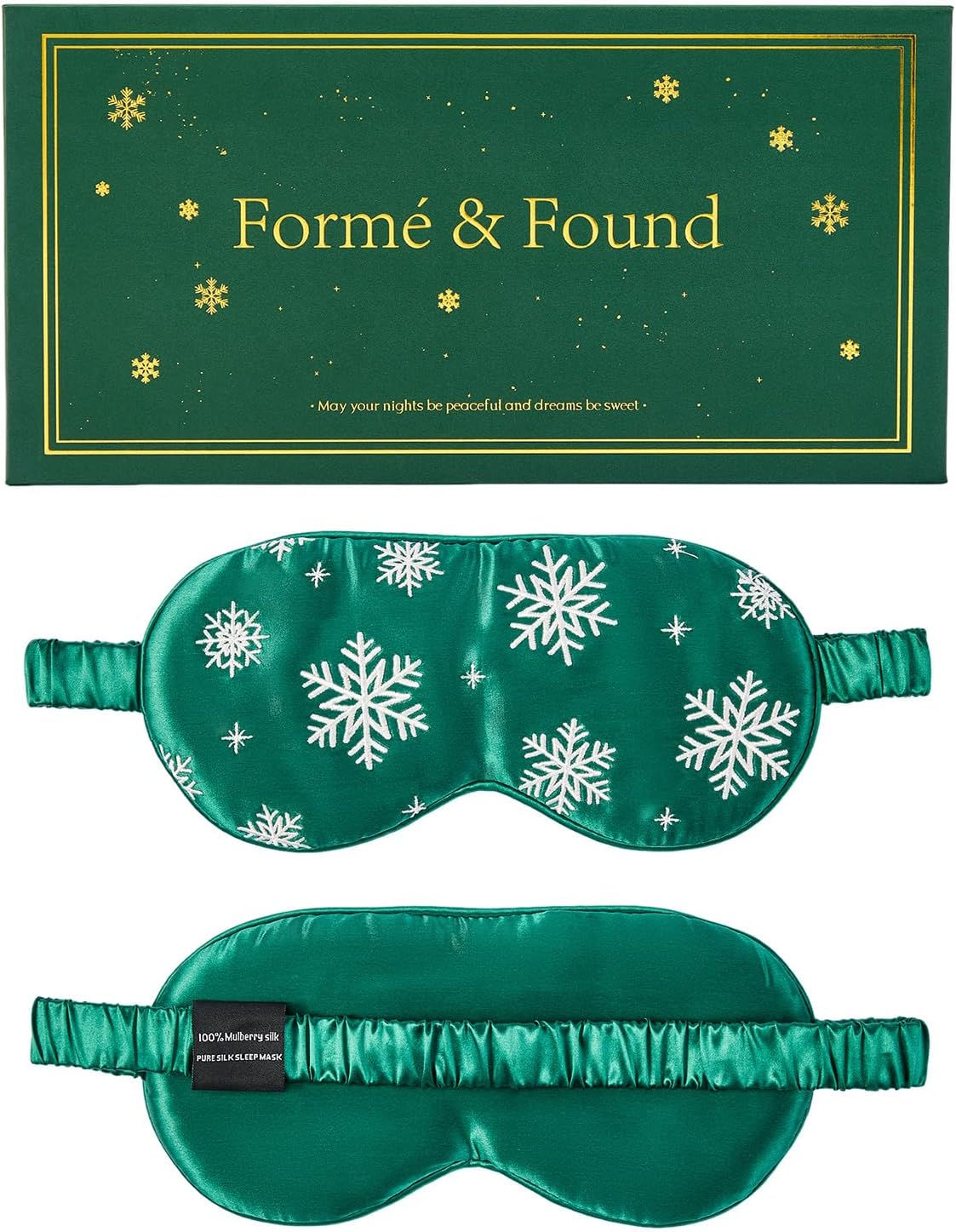 Formé & Found Luxury Silk Sleep Mask – 100% 6A Mulberry Silk, 22 Momme | Ultra-Soft Breathable Eye Mask with Comfortable Elastic Band | Premium Sleep Aid & Gift for Women & Men(Sante Green)