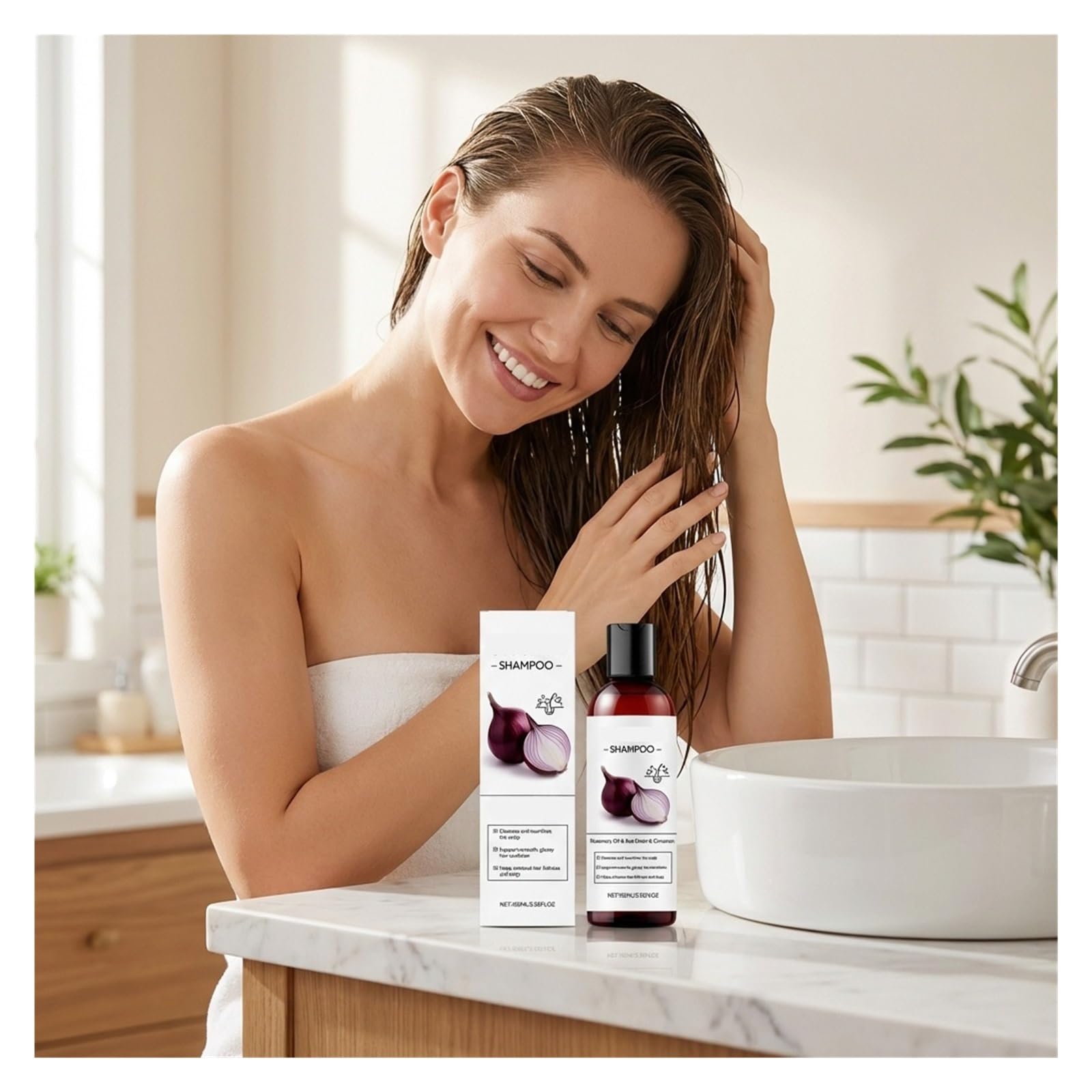 Champú voluminizador de cebolla roja | Mantiene la humedad del cabello y mejora el confort.(2pcs)