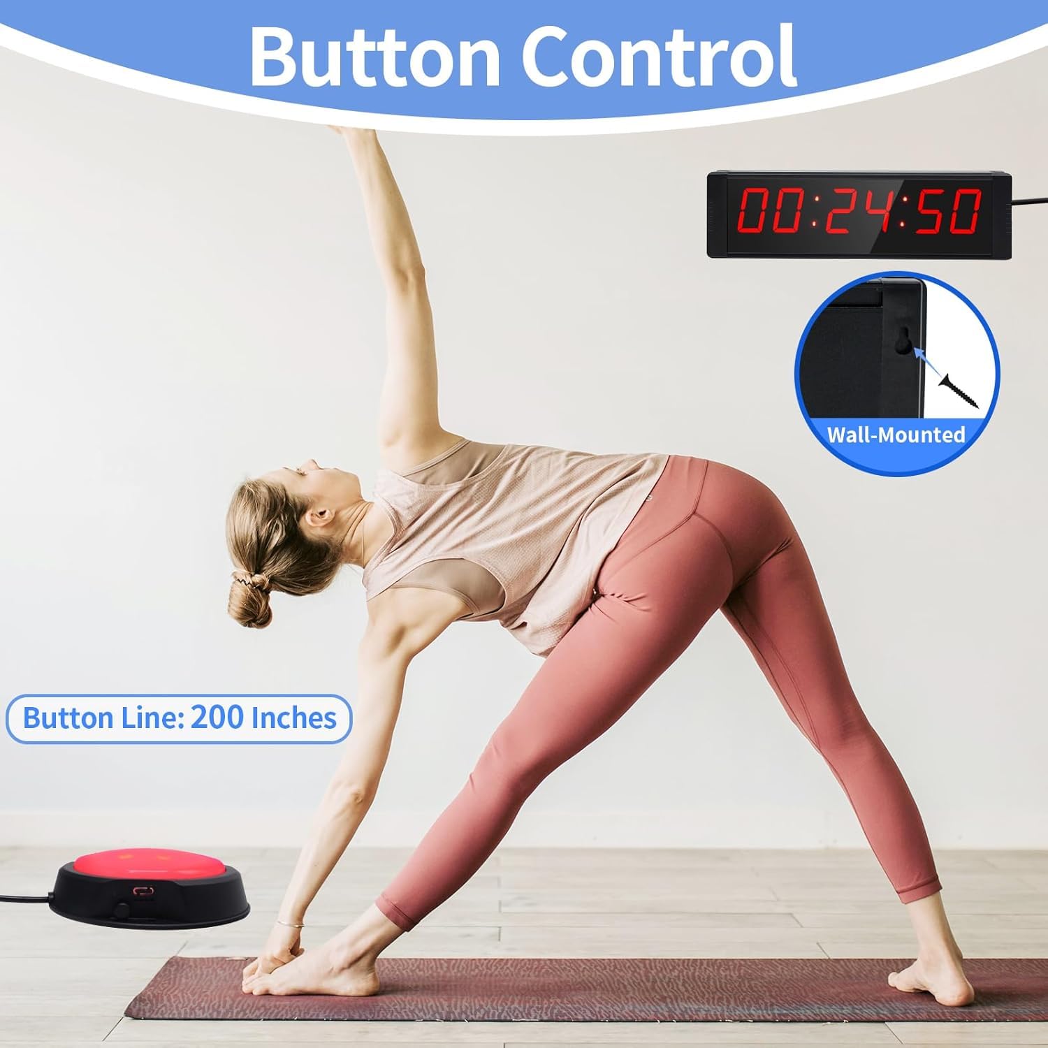 Grand chronomètre avec bouton marche/arrêt, minuterie numérique LED avec télécommande, compte à rebours avec buzzer, horloge de salle de sport pour salle de sport à domicile, minuterie