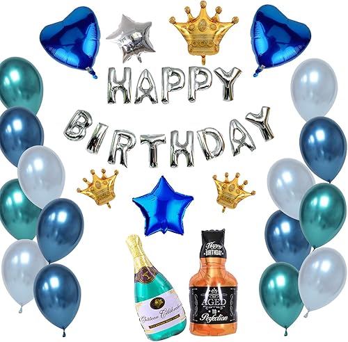 Decoración de fiesta de cumpleaños con temática de animaciones Juego de globos de papel de aluminio de whisky y champán