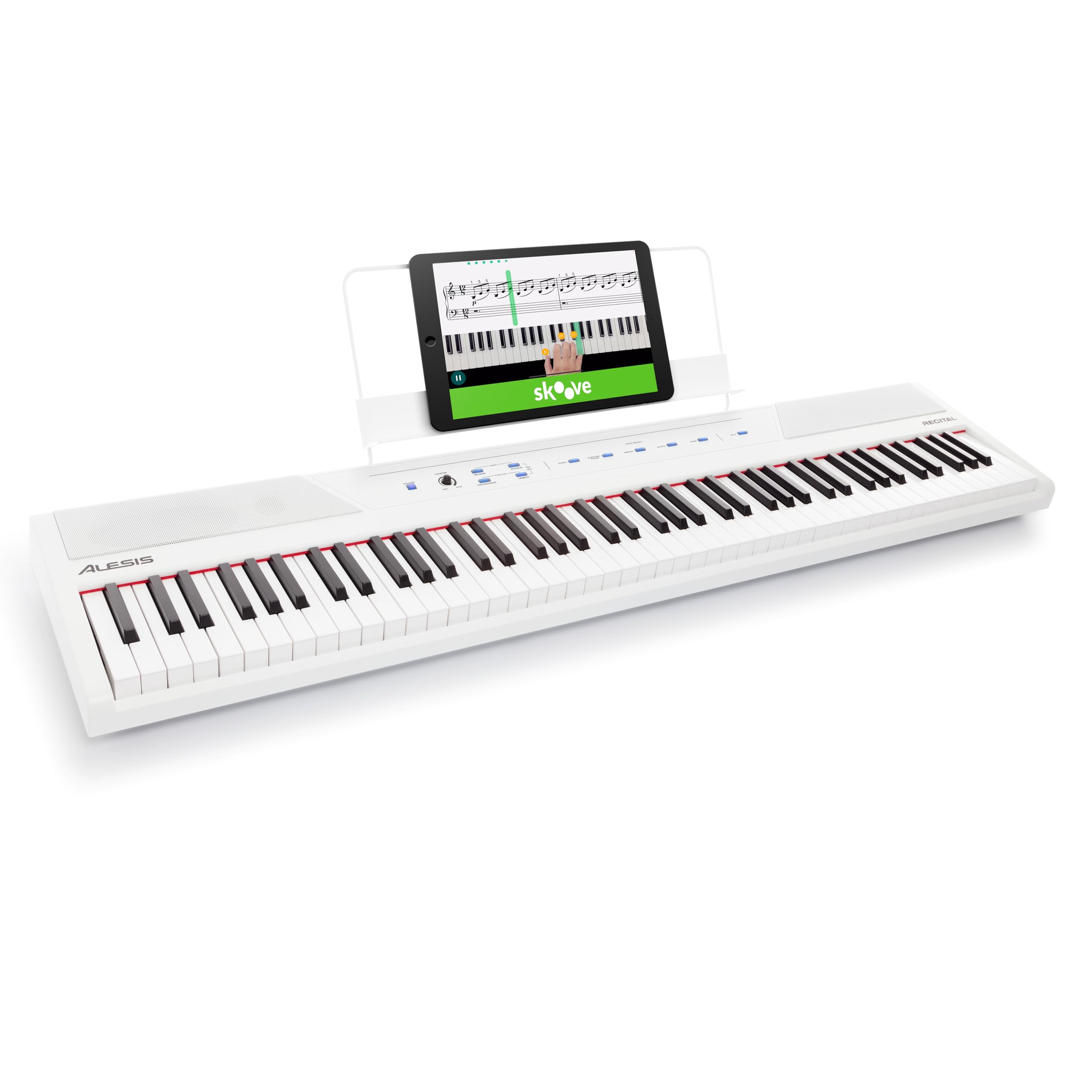 Alesis Recital White - 88 Key Digital Piano Keyboard with Semi