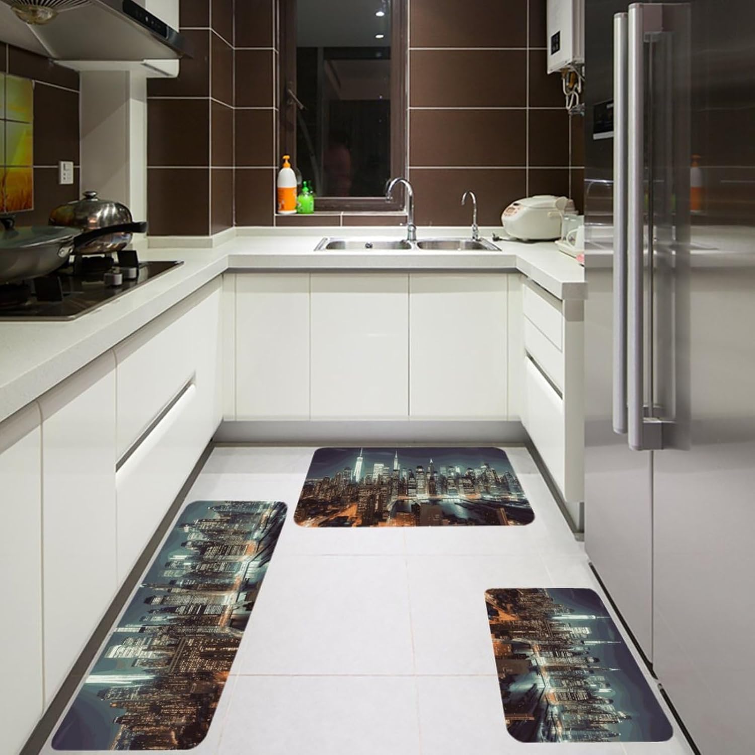 New York City Kitchen Mats for Floor 3 Pcs Kitchen Rugs