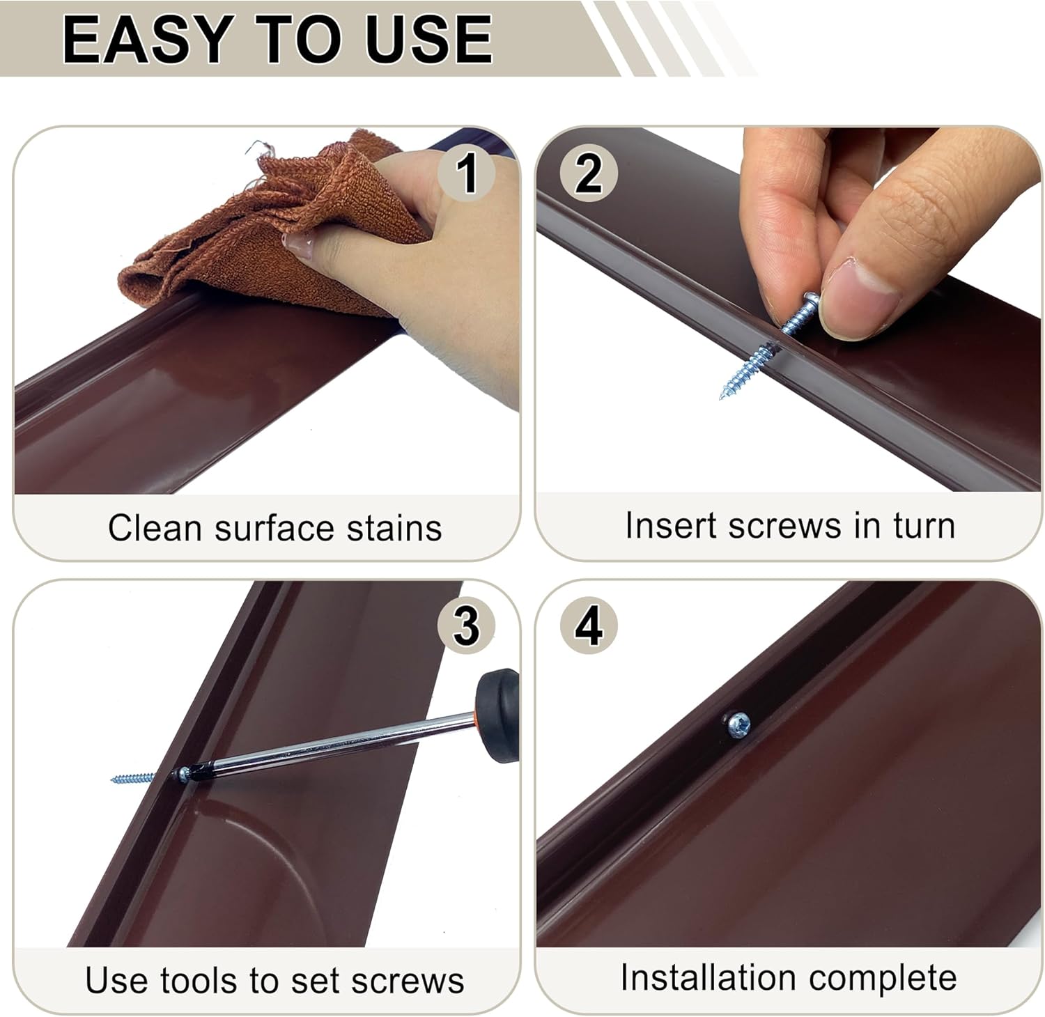 2PCS 40inch Brown Door Rain Drip Guard for Windows Drip Cap Rain Deflector Anodized Aluminum Easy to Install