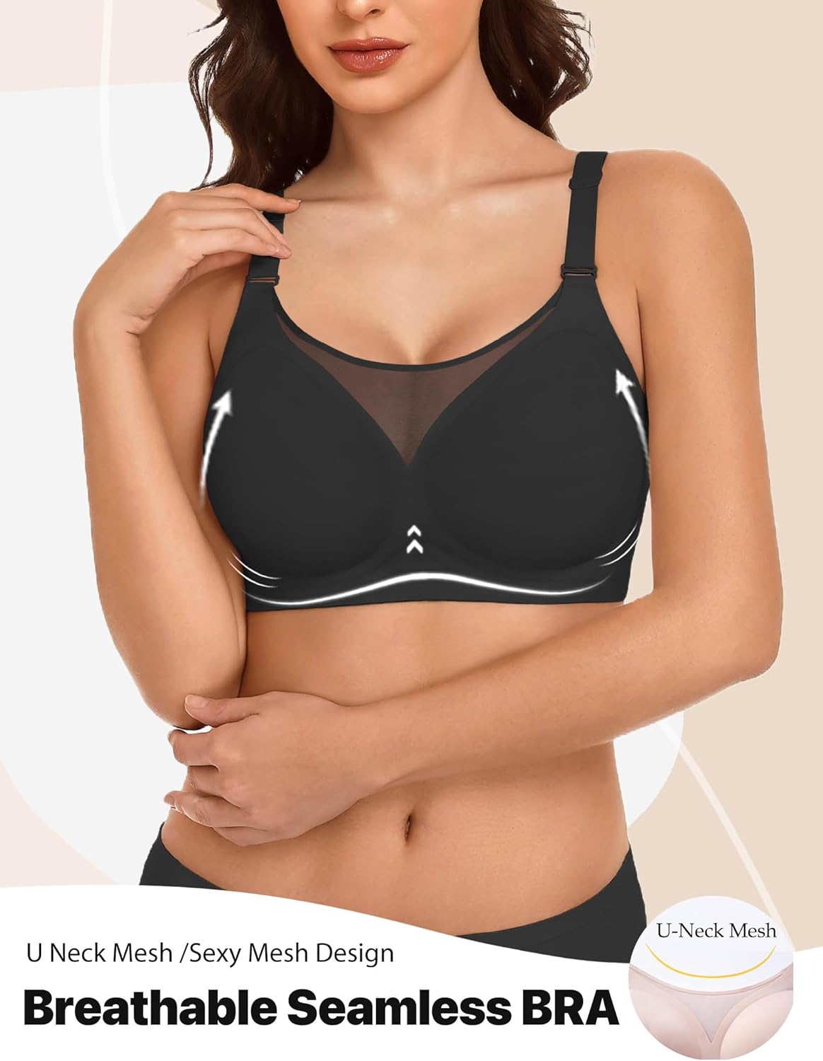 Avidlove Wireless Bras for Women Seamless Push Up Full Coverage Bra Mesh Comfy Bralette Tshirt Everyday Bras - Image 2