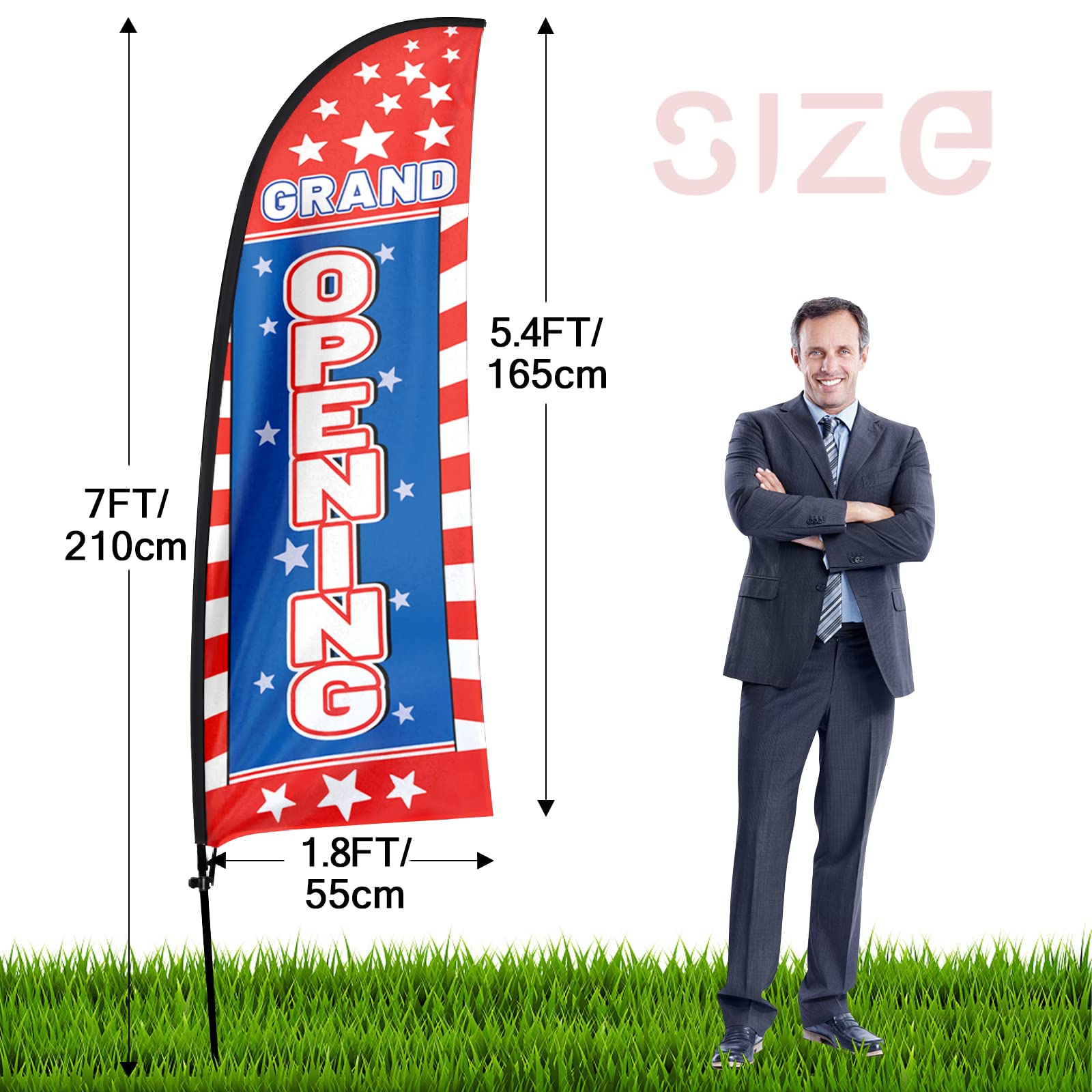 Drapeau à Plumes Publicitaire 2,4m - Avec Mât Acier - Pour Magasin, événement, Vitrine - Facile à Monter