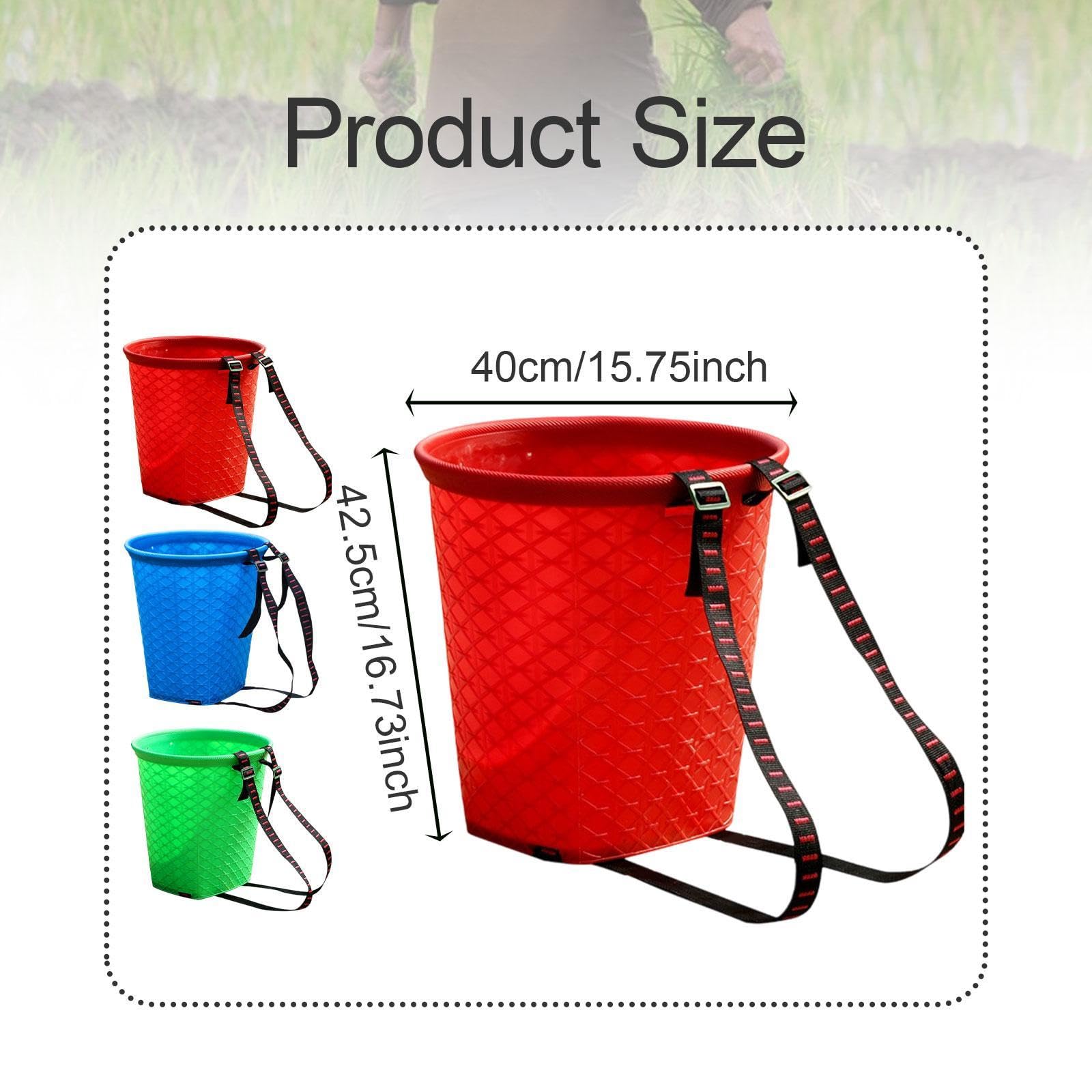 Cestino posteriore per acqua, secchio agricolo portatile per raccolta frutteto, con cinghie, per shopping, escursionismo, pesca, picnic, rosso
