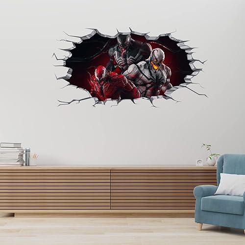 Calcomanías de pared de veneno grandes 3D geniales para dormitorio de niños calcomanías de pared de veneno realista para niños sala de juegos