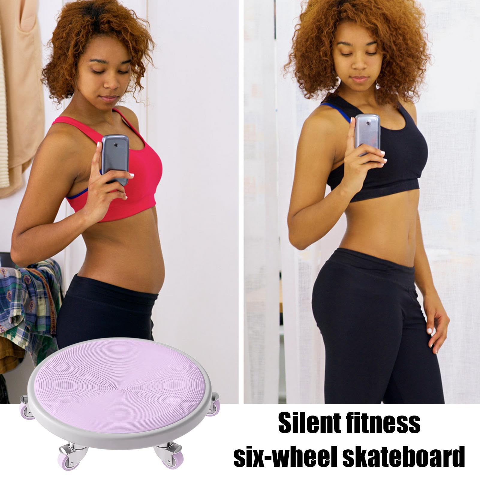 Disco abdominal, rodillo de entrenamiento abdominal, giratorio 360, 6 ruedas, estimulador muscular con alfombrilla para rodillas, dispositivo de fitness para glúteos, abdomen, espalda | 6 ruedas, estimulador muscular con alfombrilla para rodillas, disposi