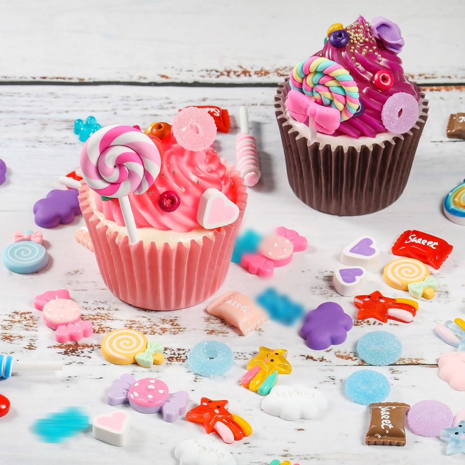 WILLBOND 120 Pieces Assorted Charms Cute Set Flatback Beads Making Kit Mixed Candy Sweets Resin Random Kawaii Candy Resin Ornaments for DIY Craft Scrapbooking Decoration - Image 7