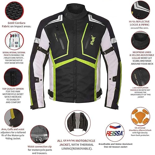 Miniatura 2 de Chaqueta de moto para hombre CE Blindado, Impermeable, para todo clima, XL