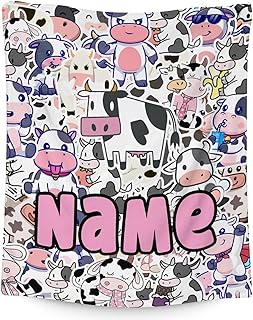 Mercuryelf Custom Cow Throw Blanket - Soft, Fuzzy & Warm - 40x50 Inches Flannel Blankets for Travel, Office - Cute Throws Gift for Girls, Boys