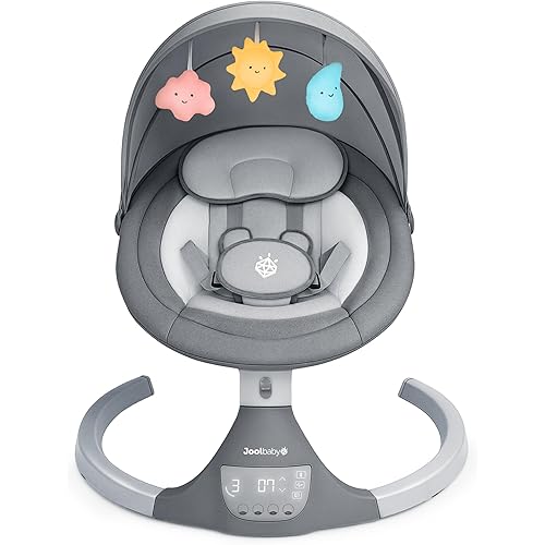 Jool Baby Nova Swing for Newborns - Electric Motorized Infant Swing, Bluetooth Music, 10 Preset Melodies, Remote (Updated Model, Gray)